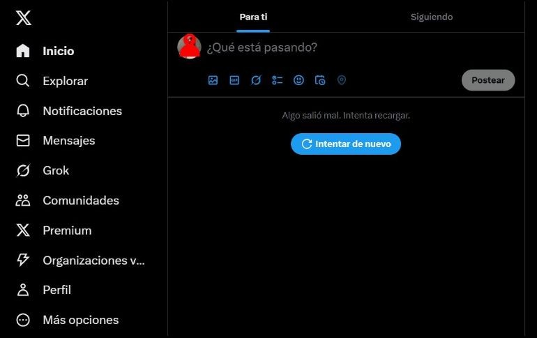 Desde hace unos minutos, la red social X se encuentra caída. ESPECIAL