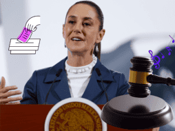 Claudia Sheinbaum pidió que se pusiera en su mañanera una cumbia de cómo votar en la elección judicial. EFE/S. Gutiérrez ESPECIAL