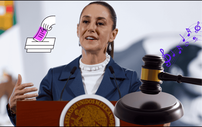Claudia Sheinbaum pidió que se pusiera en su mañanera una cumbia de cómo votar en la elección judicial. EFE/S. Gutiérrez ESPECIAL