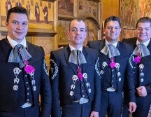 Durante la conferencia de prensa estuvieron presentes Daniel Arellano, Agustin Sandoval y Andres González, integrantes del Mariachi Vargas de Tecalitlán, además del director Carlos Martínez. EL INFORMADOR / F. Salcedo