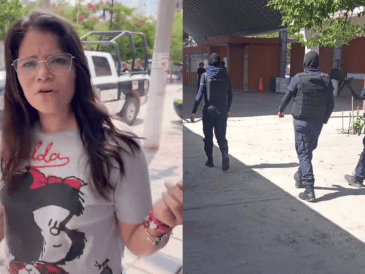 En un segundo video, una integrante del equipo de Flora Leal muestra al coordinador de campaña subido en una patrulla. X / @LuisaAlcalde