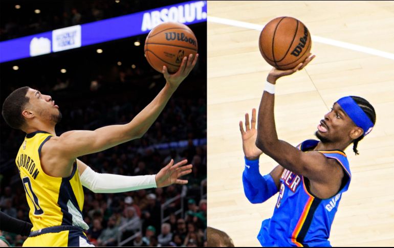 Tyrese Haliburton, la estrella de los Pacers que ha explotado en la postemporada, y Shai Gilgeous-Alexander, MVP de la NBA. EFE/ C. Gunther/ G. Leong