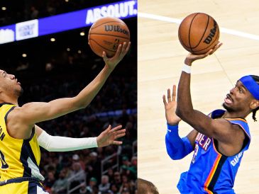 Shai Gilgeous-Alexander, MVP de la NBA, y Tyrese Haliburton, la estrella de los Pacers que ha explotado en la postemporada. EFE/ C. Gunther/ G. Leong