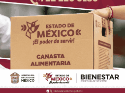 Las despensas del programa Alimentación para el Bienestar están compuestas por una variedad de alimentos básicos. CORTESÍA/ X/ @BienestarEdoMx.
