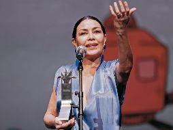 La actriz y productora Dolores Heredia fue homenajeada con el Mayahuel de Plata, máxima distinción del FICG. Este año cumple 40 años el evento. EL INFORMADOR/ H. Figueroa