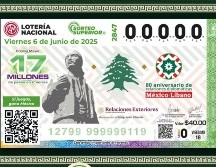 El billete del Sorteo Superior 2847 reconoció las relaciones diplomáticas con el Líbano y a la comunidad libanesa en México. X/lotenal