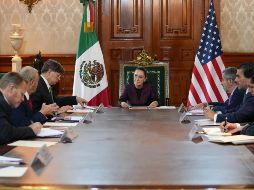 En la reunión privada entre Sheinbaum y Landau, estuvieron Omar García Harfuch, secretario de Seguridad y Protección Ciudadana del Gobierno de México, así como Juan Ramón de la Fuente Ramírez, secretario de Relaciones Exteriores. X / @Claudiashein