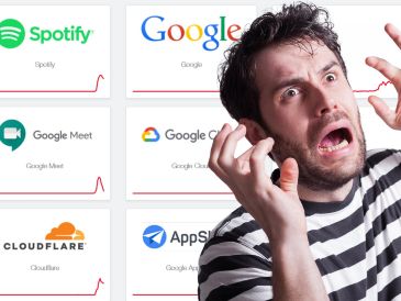 "Los informes de los usuarios actualmente indican problemas generalizados con Amazon Web Services, Cloudflare y Google Cloud, que pueden estar afectando a los servicios vinculados", dice Downdetector. ESPECIAL / Downdetector y CANVA