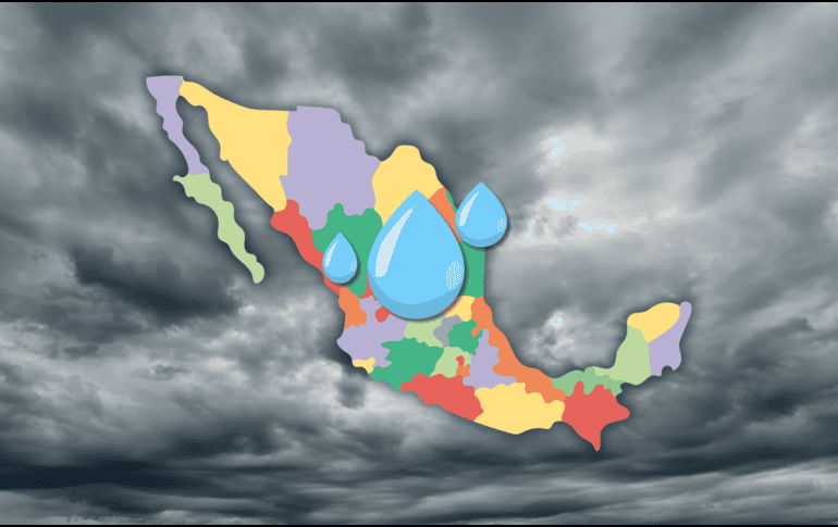 El pronóstico de lluvia para este sábado 14 de junio es alto en algunas regiones del país. ESPECIAL / CANVA