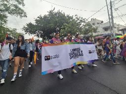 La marea multicolor, empapada, cantaba, gritaba e invitaba a las personas a sumarse al contingente. EL INFORMADOR/O.GONZÁLEZ