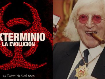 Jimmy Savile: Una historia de terror británica y Exterminio: la evolución. Fotografía: Sony Pictures/Netflix. Editado en Canva.