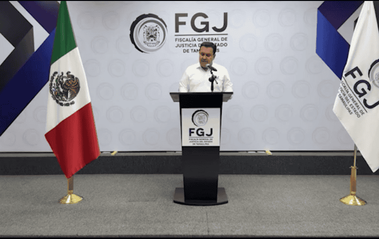 En conferencia de prensa que ofreció en Ciudad Victoria, el fiscal general relató que el pasado 25 de Mayo, un hombre contactó al representante del grupo para que más tarde tocaran en un evento privado. CORTESÍA/ Fiscalía General de Justicia del Estado de Tamaulipas.