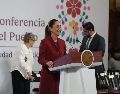 La jefa del Ejecutivo federal retomó el lema obradorista de "Por el bien de todos, primero los pobres". SUN/C. Mejía