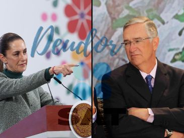 Cluadia Sheinbaum hizo un guiño a la deuda millonaria que Grupo Salinas mantiene en el SAT. EFE / Mario Guzmán / NTX / ARCHIVO