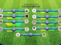 La J3 comenzará la acción con tres duelos a disputarse el viernes y cierra con seis encuentros programados para el sábado. ESPECIAL / CANVA