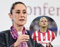 Aunque Sheinbaum reconoció al "Chicharito" como "un gran futbolista", se posicionó sobre sus comentarios de las mujeres. EFE / J. MÉNDEZ / IMAGO7