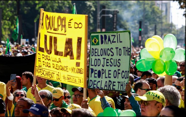 Las marchas de este domingo fueron convocadas precisamente para protestar por las medidas cautelares impuestas por el magistrado Alexander de Moraes. EFE/ S. MOREIRA