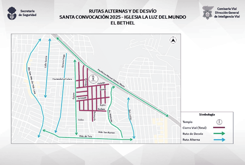  Cierres y alternativas viales en El Bethel. ESPECIAL / Policía Vial Jalisco