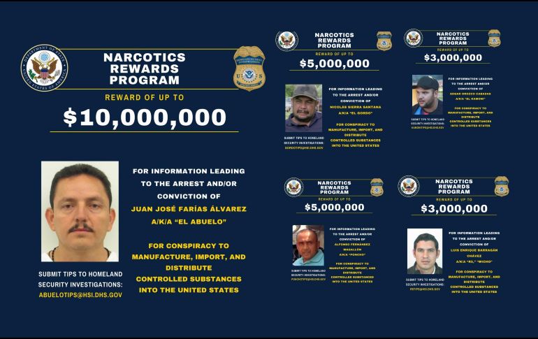 Las autoridades estadounidenses los identifican como lideres de la organización Cárteles Unidos, dedicada a la producción de fentanilo, así como al tráfico de cocaína desde Colombia. X / @StateINL