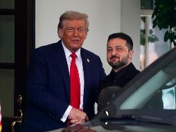 Zelenski fue recibido en el Ala Oeste de la Casa Blanca por Trump, mientras que el resto de líderes europeos que llegaron antes hicieron su entrada por el Pórtico Sur. EFE/W. OLIVER