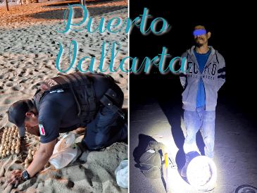 Este fin de semana se detuvo a un sujeto que fue sorprendido robando huevos de tortuga. ESPECIAL / FACEBOOK Comisaría de Seguridad Pública de Puerto Vallarta