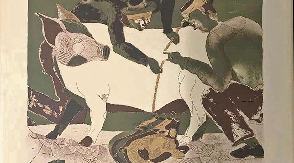 El legado de Francisco Toledo se exhibe en Guadalajara. Pieza titulada: “Midiendo cochinos”. CORTESÍA