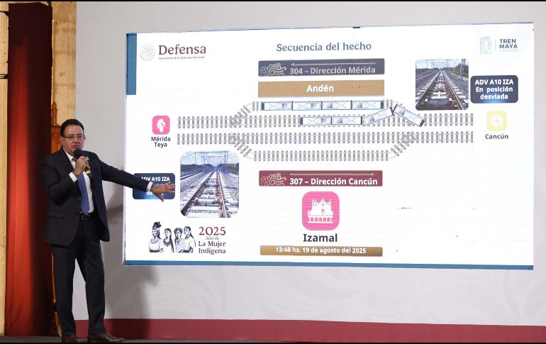 El percance se suscitó cuando el tren se trasladaba de Cancún, en la costa caribeña mexicana, a Mérida, en el golfo de México. SUN / B. Fregoso