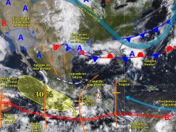 Diversos sistemas como el monzón mexicano, las ondas tropicales 27, 28 y 29, canales de baja presión y un sistema frontal, serán los principales generadores de estas condiciones. ESPECIAL/ SMN.