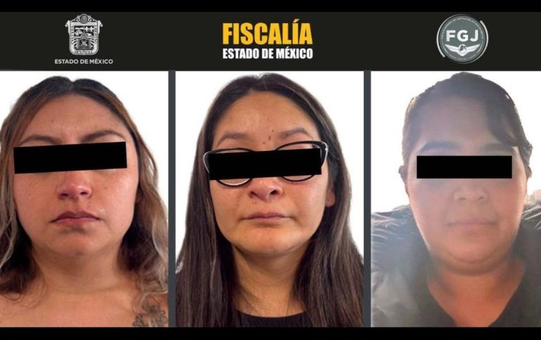 Claudia “N”, Citlalli “N” y Gloria “N” han sido señaladas por su probable intervención en el homicidio de siete menores de edad. X / @FiscaliaEdomex