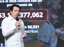 El secretario de Educación Pública, Mario Delgado, en la Mañanera del Pueblo de este viernes. EFE/M. Guzmán