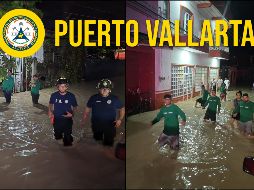 Los niveles de agua tras la lluvia del día de ayer alcanzaron entre 10 y 30 centímetros en Puerto Vallarta. ESPECIAL / Protección Civil y Bomberos de Puerto Vallarta