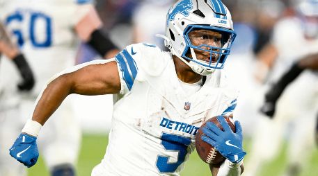 David Montgomery, corredor de Detroit, anotó dos touchdown en la victoria de su equipo. AFP/G. Fiume