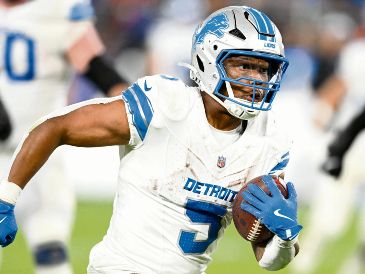 David Montgomery, corredor de Detroit, anotó dos touchdown en la victoria de su equipo. AFP/G. Fiume