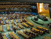 El primer ministro de Israel, Benjamin Netanyahu, habla en la Asamblea General de la Organización de las Naciones Unidas (ONU) este viernes. EFE/A. Colmenares