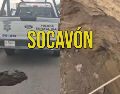 El hoyanco aparenta ser de varios metros de profundidad y mucho más ancho de lo que aparenta la superficie. ESPECIAL / Policía Vial Jalisco