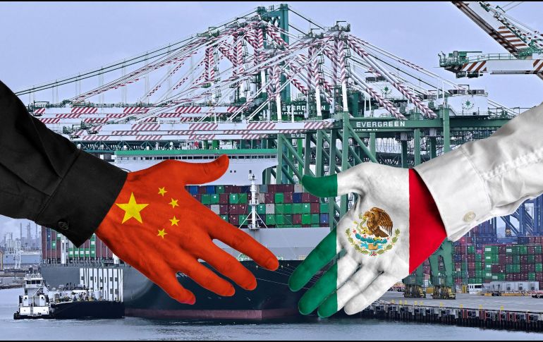 El gigante asiático es el mayor exportador a México sin acuerdo comercial y ha ganado terreno sobre todo en el sector automotriz. ESPECIAL / AFP y CANVA