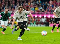 Harry Kane necesitó 104 juegos con el Bayern para llegar a la marca, uno menos que Messi con el Barça y Haaland con el City. AP/M. Schrader