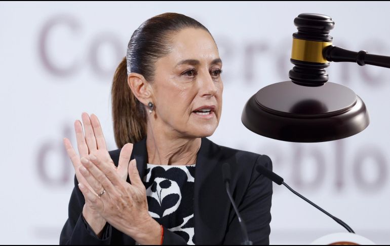 Claudia Sheinbaum dice que la reforma a la Ley de Amparo no elimina derechos para los ciudadanos, sino que busca agilizar procesos judiciales y garantizar mayor certeza en casos fiscales y financieros. ESPECIAL, EFE / S. Gutiérrez y CANVA