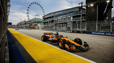Con este panorama, McLaren y Oscar Piastri mandan un mensaje claro en la antesala de la calificación que será este sábado en Marina Bay. EFE / T. White