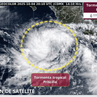 Tormenta tropical ‘Priscilla’ se forma frente a las costas de Jalisco, Michoacán y Colima