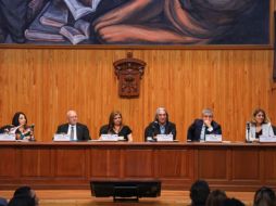 Marisol Schulz, José Trinidad Padilla, Karla Planter, Xavier Marcé, Héctor Raúl Solís y Anna Guitart estuvieron presentes durante la presentación del programa general de la FIL 2025. EL INFORMADOR / J. Acosta