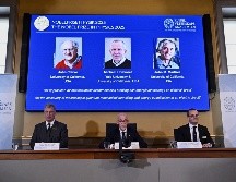 Anuncio de los ganadores del premio Nobel de Física en la Asamblea del Nobel en el Instituto Karolinska, en Estocolmo, Suecia. AP/TT NEWS AGENCY/C. Olsson