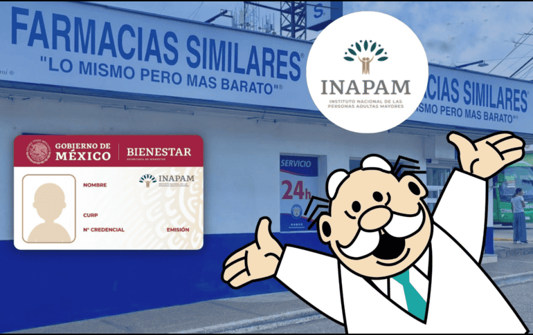 Inapam y Farmacias Similares ofrecen un descuento exclusivo a adultos mayores que presenten su credencial vigente. ESPECIAL
