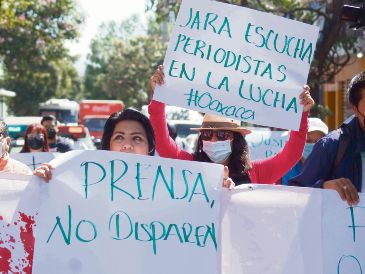 Periodistas se manifiestan frente a la Secretaría de Gobernación en Ciudad de México. ESPECIAL