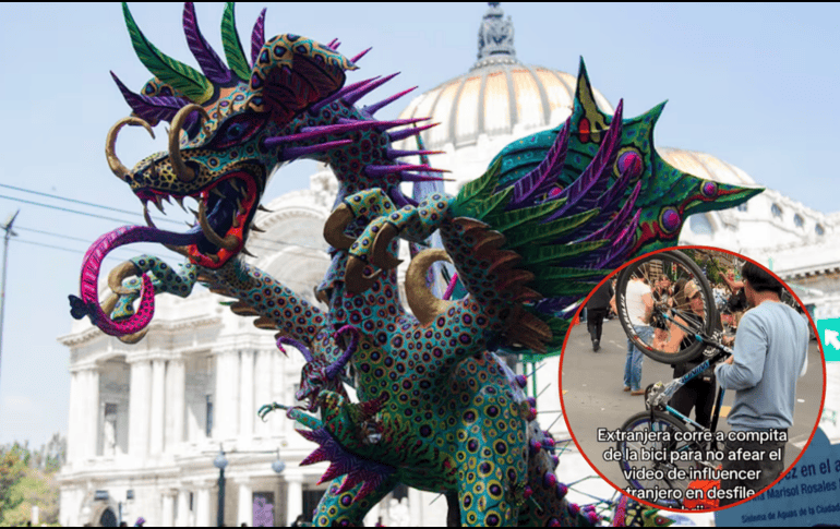 Influencer canadiense genera indignación en desfile de Alebrijes. ESPECIAL / SECRETARÍA DE CULTURA CDMX / TIKTOK / @jesusvillegasl