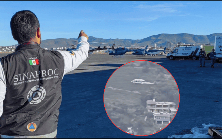 El hecho ocurrió la noche del martes 21 de octubre, cuando el helicóptero que trasladaba víveres a la zona Otomí-Tepehua del estado de Hidalgo realizaba maniobras para aterrizar. ESPECIAL/Coordinación Nacional de Protección Civil