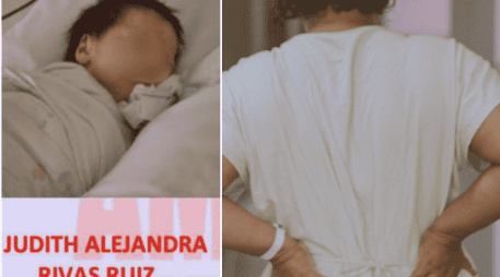 En un video que circula en redes sociales, se observa a la mujer salir del Hospital Materno Infantil de Durango con la bebé en brazos . ESPECIAL / SUN