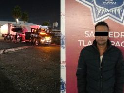 Oficiales de la Comisaría de Tlaquepaque detuvieron a un hombre que provocó daños a bienes municipales al derribar un arco de señalamiento de altura propiedad del ayuntamiento. ESPECIAL
