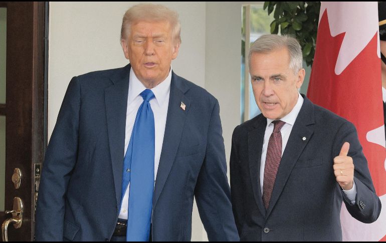 Donald Trump, presidente de EU, y Patrick Carney, primer ministro canadiense. AFP