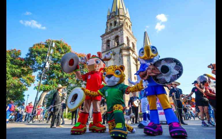 Zayu, Clutch y Maple, las tres mascotas que representarán al Mundial de Futbol 2026, visitaron por primera vez la Zona Metropolitana de Guadalajara. EL INFORMADOR / A. Navarro